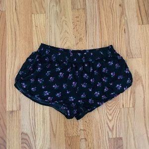 Black Floral Shorts